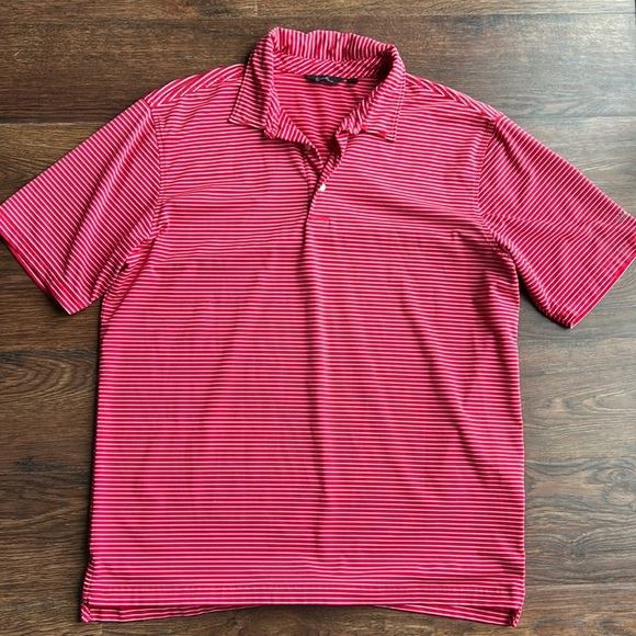 Men's Walter Hagen Striped Golf Polo Red & White | Striped Golf Polo | Golf - Picture 1 of 6